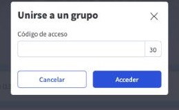 Ventana Unirse a un grupo con el campo Código de acceso